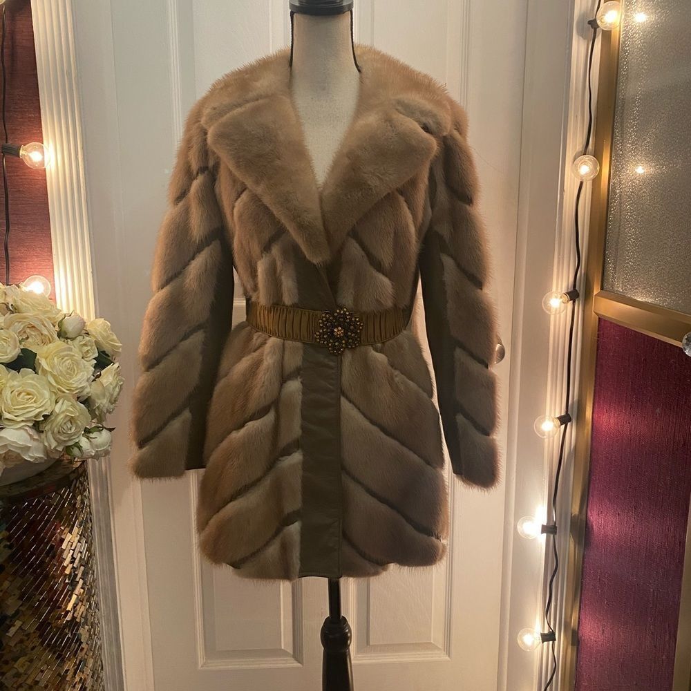 Genuine mink/leather jacket, S